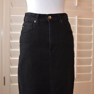 AG High Waisted Denim Midi Skirt